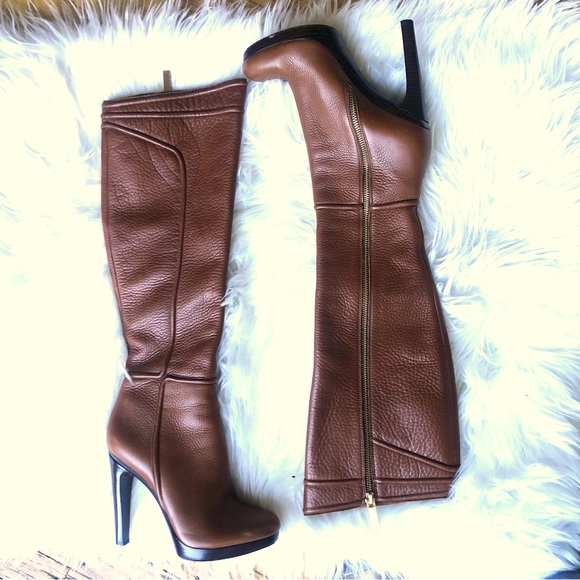 Rachel Zoe Chloe Luggage Leather Platform Boots 6 - Picture 2 of 15